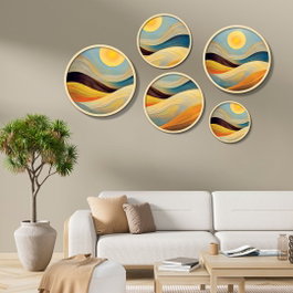 Wallity Yats-18 Conjunto de 5 Cuadros Decorativos Multicolor